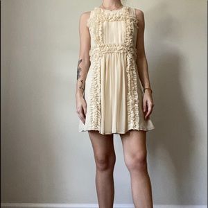 Beige Ruffled Mini Dress